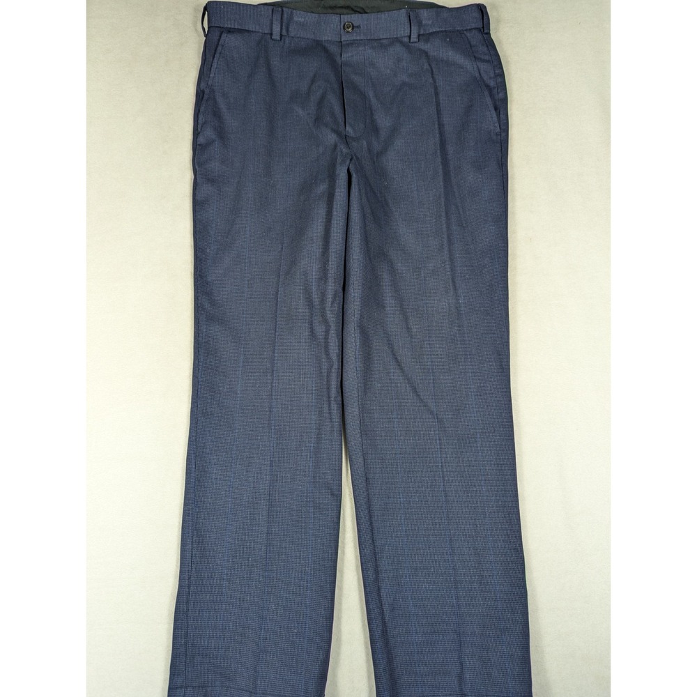 Brooks Brothers Clark Advantage Chino Pants 36 Navy Micro Houndstooth Check - Picture 2 of 9